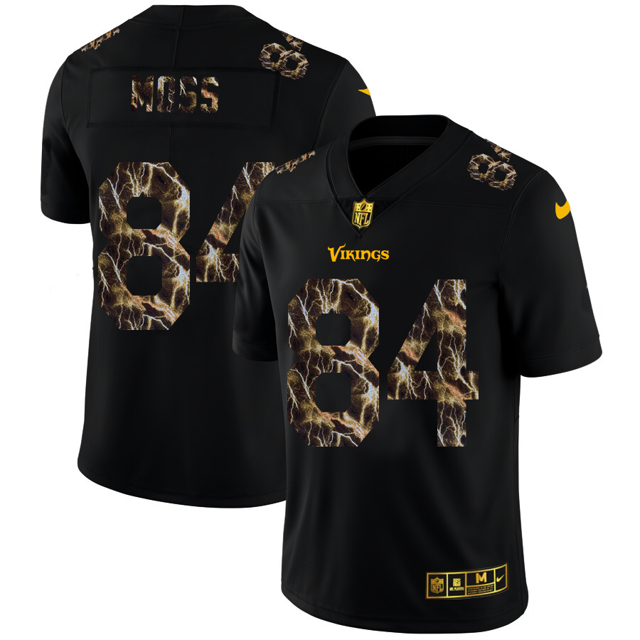2020 Minnesota Vikings #84 Randy Moss Men Black Nike Flocked Lightning Vapor Limited NFL Jersey